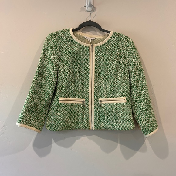 CAbi Jackets & Blazers - CAbi Green and Cream Tweed Blazer